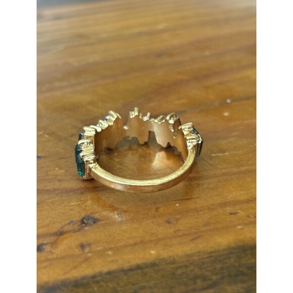 10K Gold Unique Emerald Ring Size 6 Vintage - Picture 4 of 8